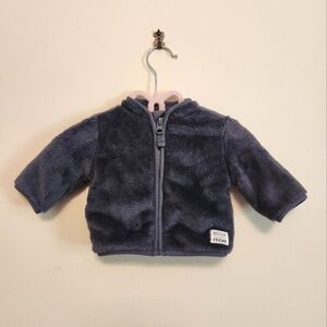 NWOT Carter's Newborn Baby Zip-Up Soft Sherpa Cardigan Dark Gray